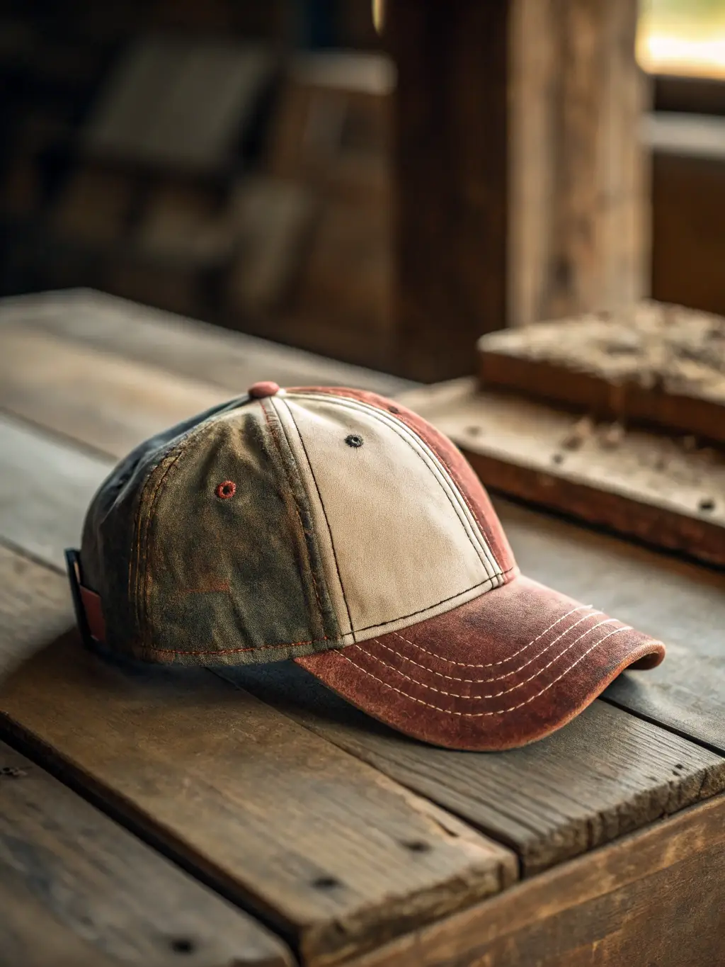 A digital rendering of a hat with customizable color panels, allowing users to visualize different color combinations and branding options.